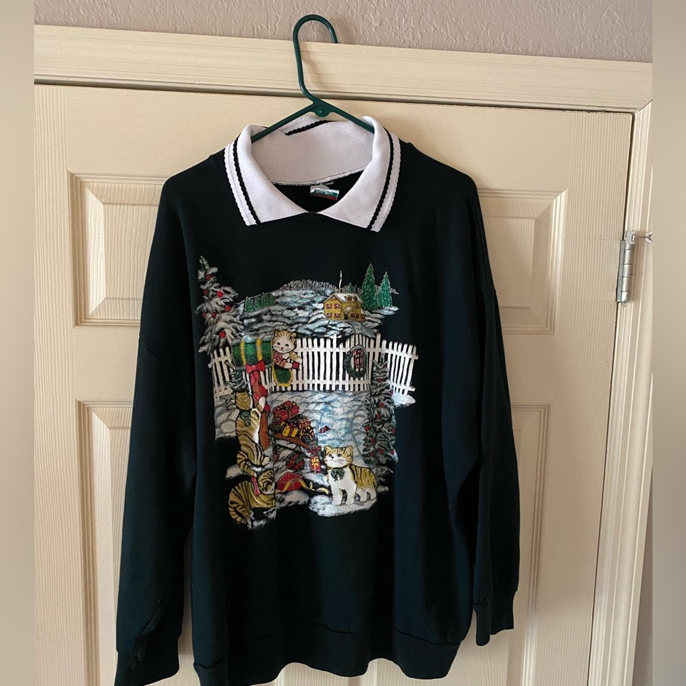 Vintage Christmas Sweater 2XL. With pretty collar